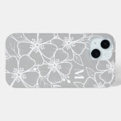 グレーの花のモノグラム Case-Mate iPhoneケース (裏面 (横))