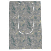 グレーの花の落書き ミディアムペーパーバッグ (裏面)