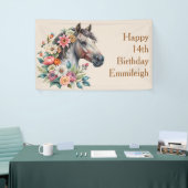 グレーの花の馬 ティーンの女の子の誕生日 横断幕 (トレードショー)