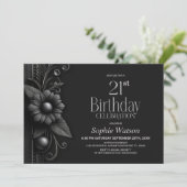 グレーの花の21歳の誕生日パーティー 招待状 (スタンド正面)