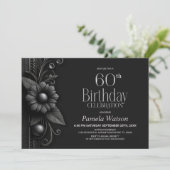 グレーの花の60歳の誕生日パーティー 招待状 (スタンド正面)