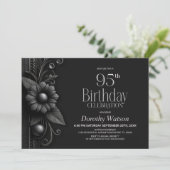 グレーの花の95歳の誕生日パーティー 招待状 (スタンド正面)