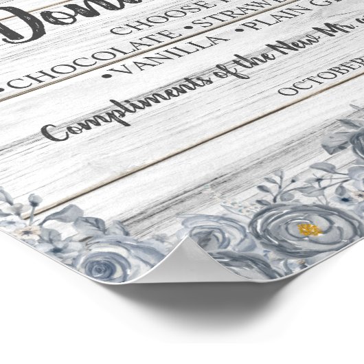 グレーの花柄 | ドーナツバー ブライダルシャワー ウェディングサイン ポスター (角)