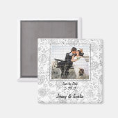 グレーの花 ウェディング フェイバーマグネット マグネット (正面/裏面)