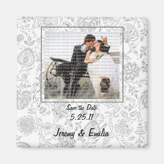 グレーの花 ウェディング フェイバーマグネット マグネット (正面)