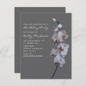 グレーの蘭の誕生日パーティー 招待状 (正面/裏面)