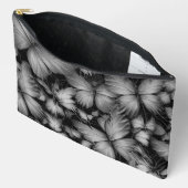 グレーの蝶のプリント アクセサリーポーチ (見開き)