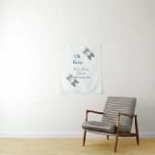 グレーの蝶 青のベイビーシャワー オー ベイビー モダン エキスト タペストリー (インサイチュ)