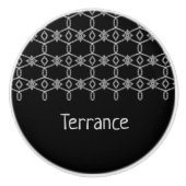 グレーの装飾ロープフェンシングブラック セラミックノブ (正面)