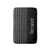 グレーの装飾ロープフェンシングブラック バスマット (正面縦)