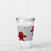 グレーの赤いスーツの宇宙飛行士 アクリルタンブラー (裏面)