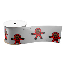 グレーの赤いスーツの宇宙飛行士 サテンリボン