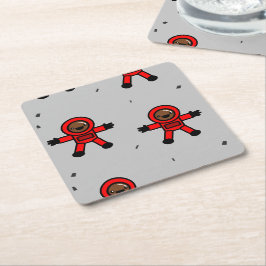 グレーの赤いスーツの宇宙飛行士 スクエアペーパーコースター