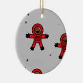 グレーの赤いスーツの宇宙飛行士 セラミックオーナメント (右)
