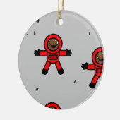 グレーの赤いスーツの宇宙飛行士 セラミックオーナメント (左)