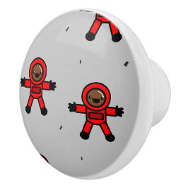 グレーの赤いスーツの宇宙飛行士 セラミックノブ