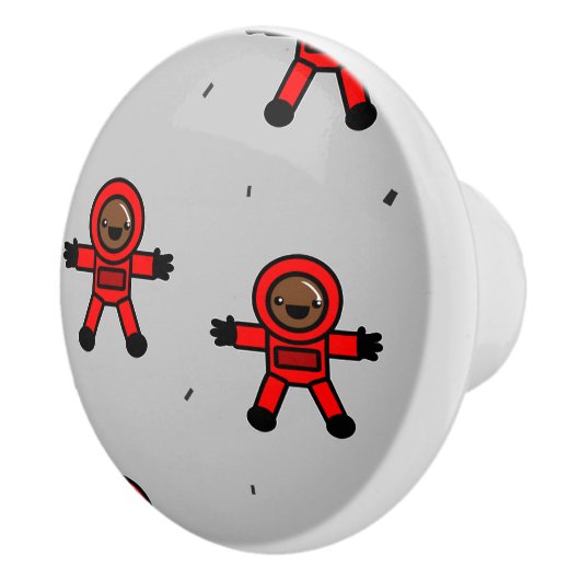 グレーの赤いスーツの宇宙飛行士 セラミックノブ (右)