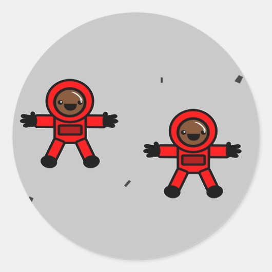 グレーの赤いスーツの宇宙飛行士 ラウンドシール (正面)