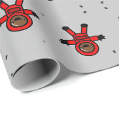 グレーの赤いスーツの宇宙飛行士 ラッピングペーパー (ロールコーナー)