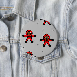 グレーの赤いスーツの宇宙飛行士 缶バッジ