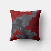 グレーの赤いランダムに配置された三角形。 クッション (裏面)