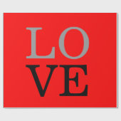 グレーの赤い背景のラブウェディング ラッピングペーパー (フラット)