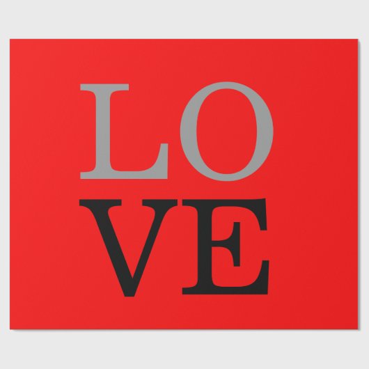 グレーの赤い背景のラブウェディング ラッピングペーパー (フラット)