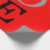 グレーの赤い背景のラブウェディング ラッピングペーパー (角)