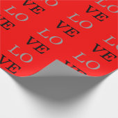 グレーの赤い背景のラブウェディング ラッピングペーパー (角)