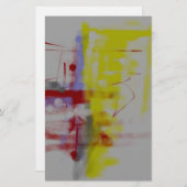 グレーの赤と黄色のアブストラクト表現主義 便箋 (正面/裏面)