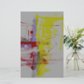 グレーの赤と黄色のアブストラクト表現主義 便箋 (スタンド正面)