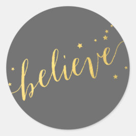 グレーの金ゴールド信じスクリプト |休日 ラウンドシール