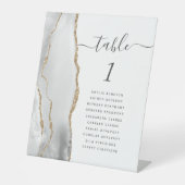 グレーの金ゴールド結婚ゲートのテーブル番号 台座サイン (正面)