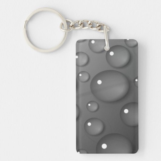 グレーの雨滴の背景 キーホルダー (正面)