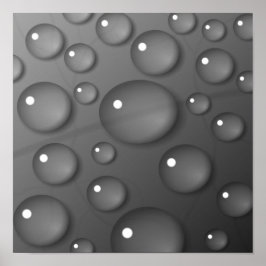 グレーの雨滴の背景 ポスター