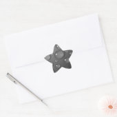 グレーの雨滴の背景 星シール (封筒)