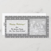 グレーの雪の結晶のホリデー フォト カード (正面/裏面)