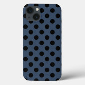 グレーの青のCase-Mate iPhone casの黒い水玉模様 Case-Mate iPhoneケース (裏面)