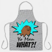 グレーの青ヨーマンマグショット漫画 エプロン (正面)