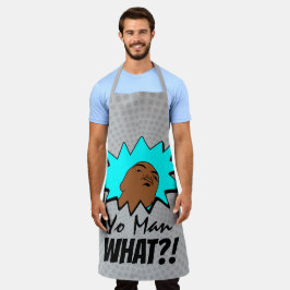 グレーの青ヨーマンマグショット漫画 エプロン