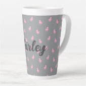 グレーの非表示ピンクのユニコーン カフェラテマグ (右アングル)