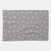 グレーの非表示ピンクのユニコーン キッチンタオル (横)