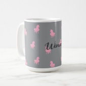 グレーの非表示ピンクのユニコーン コーヒーマグカップ (正面左)