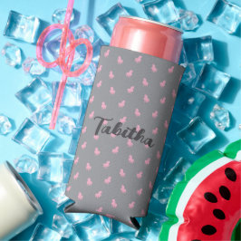 グレーの非表示ピンクのユニコーン スリム缶クーラー