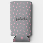 グレーの非表示ピンクのユニコーン スリム缶クーラー (正面)