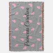 グレーの非表示ピンクのユニコーン スローブランケット (正面縦)