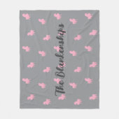 グレーの非表示ピンクのユニコーン フリースブランケット (正面)