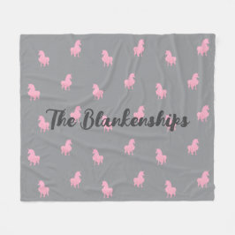 グレーの非表示ピンクのユニコーン フリースブランケット