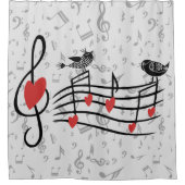 グレーの音楽ノートで愛する鳥たち|過去記事 シャワーカーテン (正面)