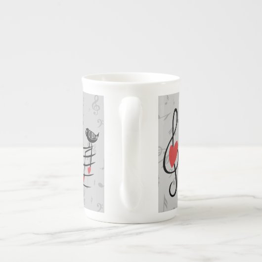 グレーの音楽ノートで愛する鳥たち|過去記事 ボーンチャイナマグカップ (裏面)